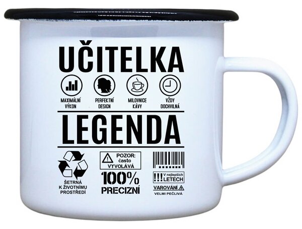 Plecháček s potiskem Učitelka legenda Objem: 330 ml