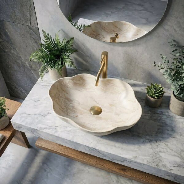Rea Pearl Kallisto, umyvadlo na desku 505x380x135 mm, béžová-imitace kamene, REA-U0619