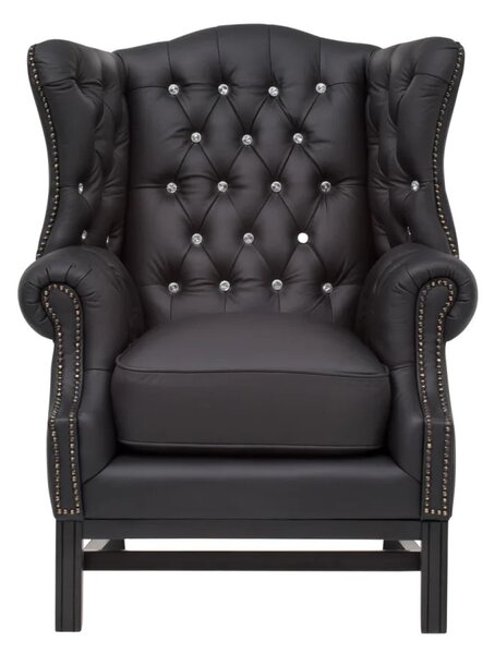 Sob nábytek - Luxusní křeslo ušák Chesterfield II černá - F0A00000840W