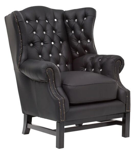 Sob nábytek - Luxusní křeslo ušák Chesterfield II černá - F0A00000840W