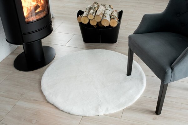 Koberec RABBIT FUR bílý kruh
