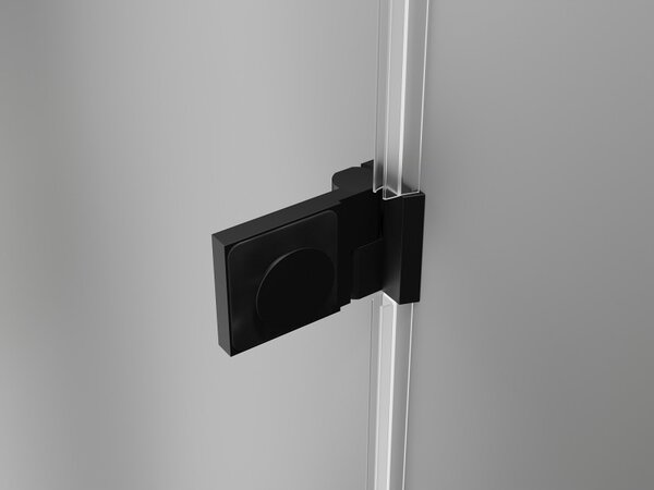 Mexen Lunar-B, výklopný sprchový kout levý 90 x 90 cm, 8mm čiré sklo, černý profil, 832-090-090-70-00-L
