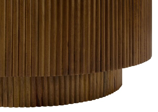 Konferenční stolek kulatý mango 80x80x45 hnědý lakovaný / mramor bílý BARCELONA