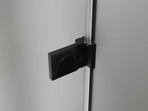 Mexen Lunar-B, výklopný sprchový kout levý 90 x 90 cm, 8mm čiré sklo, černý profil, 832-090-090-70-00-L