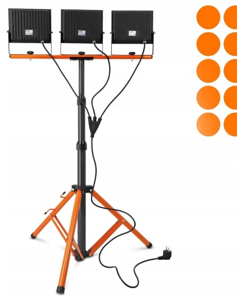 LED Reflektor se stojanem 3xLED/100W/230V 4500K IP65 černá/oranžová
