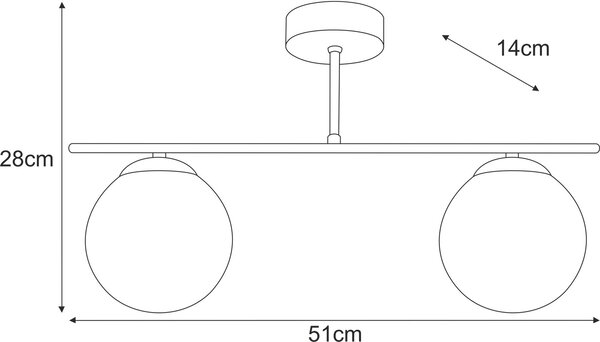 Kaja Delta stropní světlo 2x10 W černá-jantarová K-5163