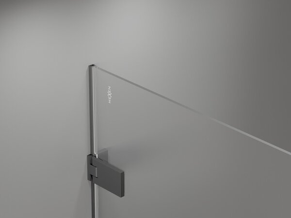 Mexen, Mexen Lunar-F pravé skládací sprchové dveře 100 cm, transparentní, pistolový kov - 836-100-000-95-00-P