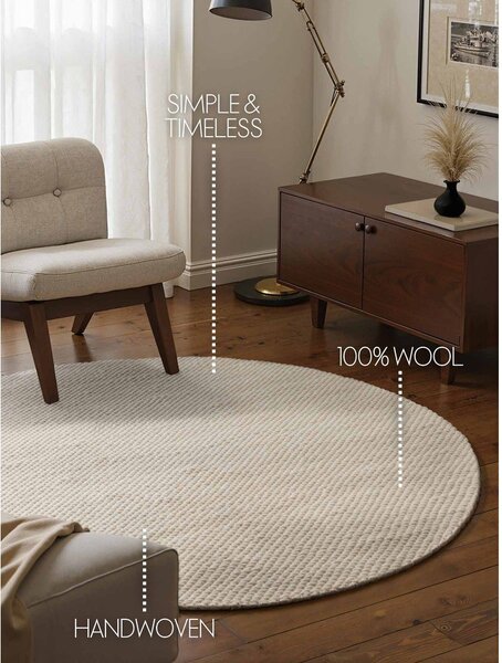 Krémový ručně tkaný vlněný kulatý koberec ø 160 cm Lyon Beans – Elle Decoration
