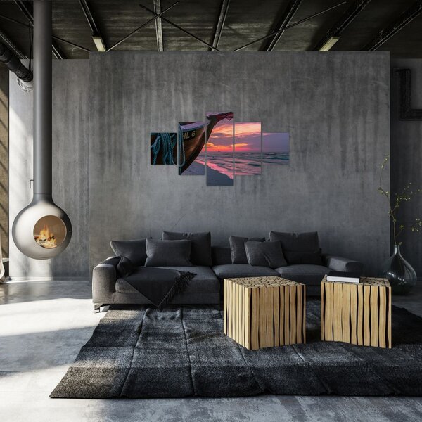 Obraz loďky na břehu (125x70 cm)