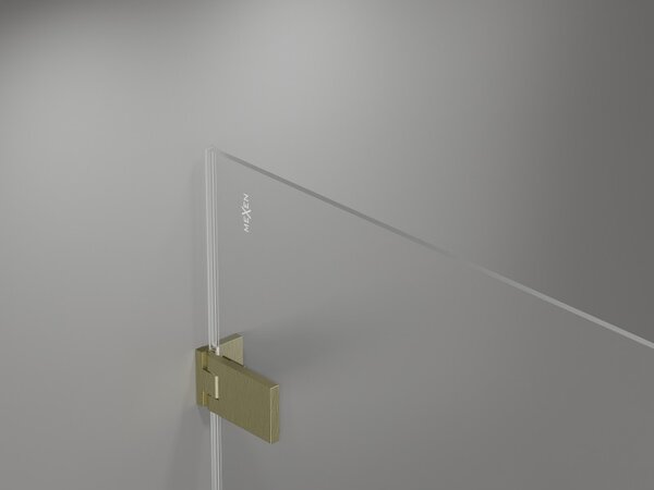 Mexen Lunar-F L skládací sprchový kout levý 80 x 80 cm, průhledný, zlatý kartáčovaný - 836L-080-080-55-00-L