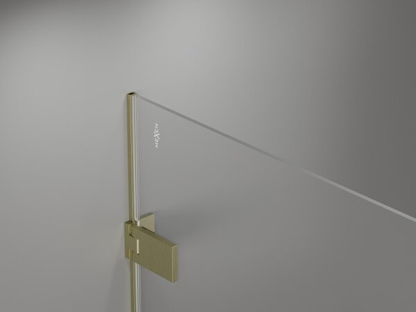 Mexen Lunar-F L skládací sprchový kout levý 80 x 80 cm, průhledný, zlatý kartáčovaný - 836L-080-080-55-00-L