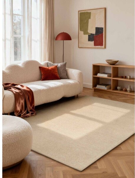 Béžový ručně tkaný vlněný koberec 140x200 cm Puristic Knots – Elle Decoration