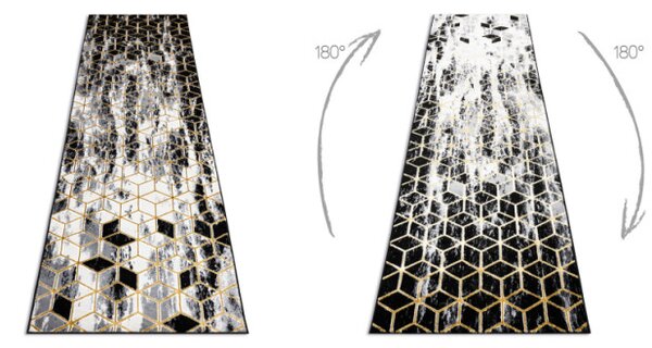 Koberec / Běhoun GLOSS 409A 82 glamour, art deco černý / šedý / zlatý