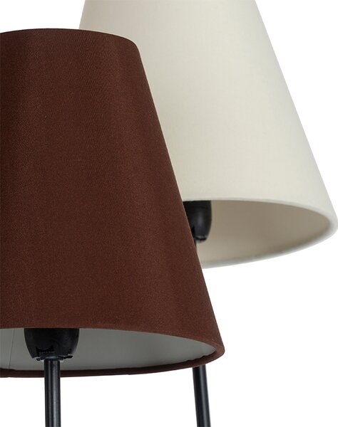 Designová stojací lampa černá s látkovými stínidly 5 světel - Melis
