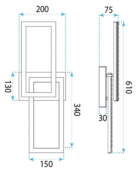Toolight Toolight, stropní LED svítilna 610x200 mm, 12W, 4000K, 1000lm, černá matná, G155-C, OSW-06409