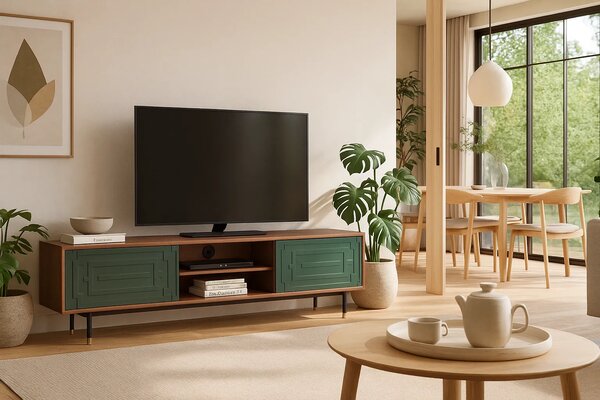 LivinHill TV stolek Stilig ST153 200 cm ořech/zelený
