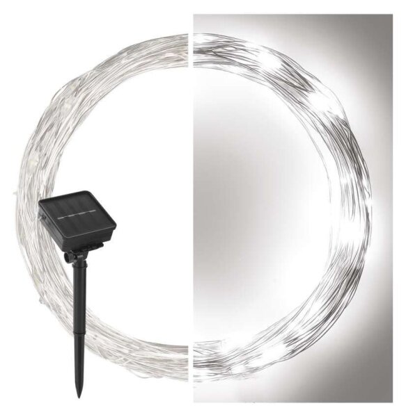 Solární řetěz 120xLED/2,4W/1,2V 12m IP44 600 mAh studená bílá