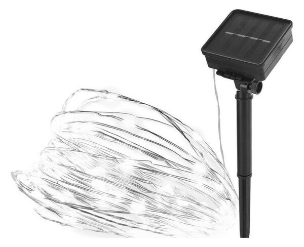 Solární řetěz 120xLED/2,4W/1,2V 12m IP44 600 mAh studená bílá