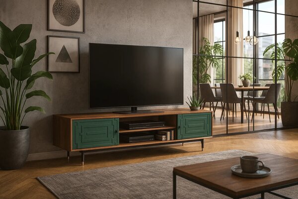 LivinHill TV stolek Stilig ST153 200 cm ořech/zelený