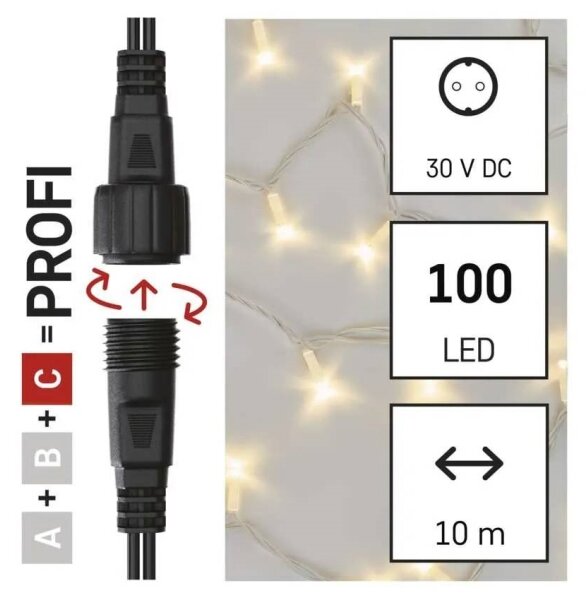 LED Venkovní řetěz 100xLED/10m IP44 teplá bílá