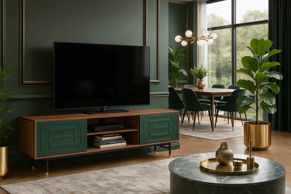 LivinHill TV stolek Stilig ST153 200 cm ořech/zelený