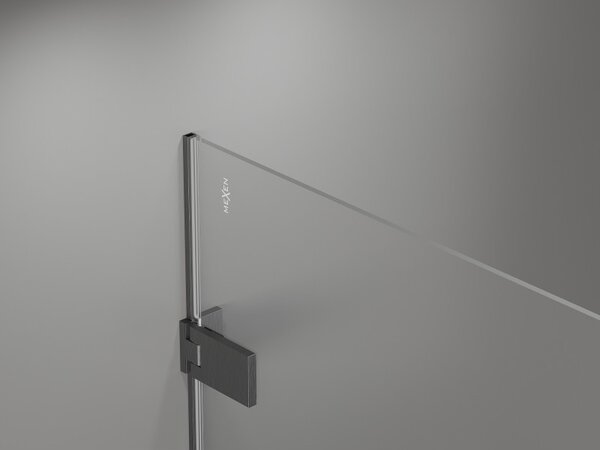 Mexen, Mexen Lunar-F pravé sklápěcí sprchové dveře 60 cm, průhledné, pistolově šedé kartáčované - 836-060-000-66-00-P