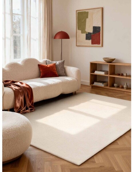 Krémový ručně tkaný vlněný koberec 160x230 cm Puristic Knots – Elle Decoration