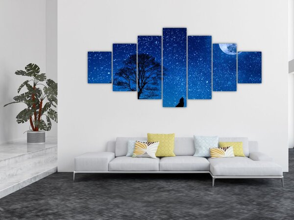Obraz vlka vyjícího na měsíc (210x100 cm)