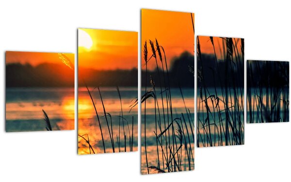 Obraz - Západ slunce nad jezerem (125x70 cm)