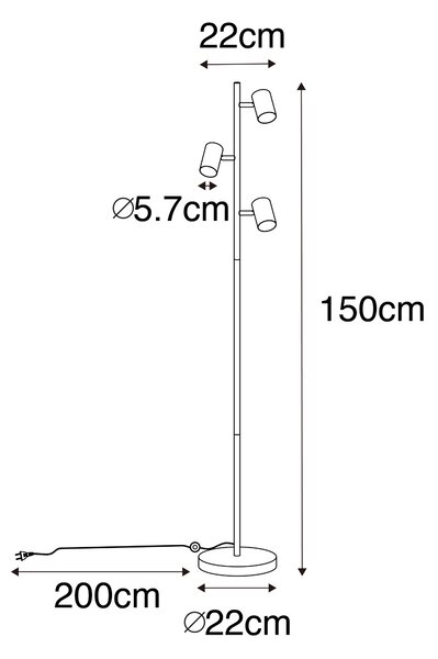 Moderní stojací lampa bílá 3světelná - Jeana