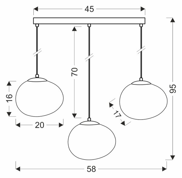 Candellux Stones závěsné svítidlo 3x40 W bílá-černá 33-35158