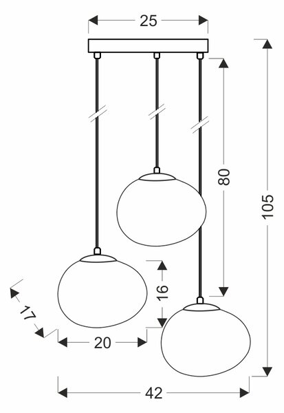 Candellux Stones závěsné svítidlo 3x40 W bílá-černá 33-35172