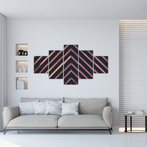 Obraz dřevěného motivu na černém pozadí (125x70 cm)