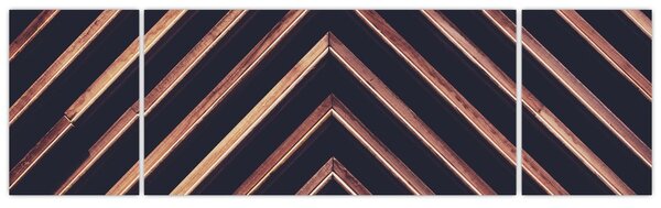 Obraz dřevěného motivu na černém pozadí (170x50 cm)