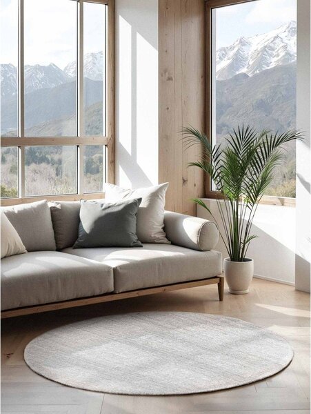 Světle šedý oboustranný/ručně tkaný jutový kulatý koberec ø 160 cm Bouclé Jaipur – Hanse Home