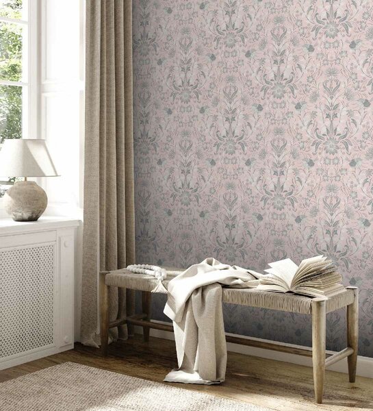 A.S. Création | Vliesová tapeta na zeď Maison Charme 39075-2 | 0,53 x 10,05 m | šedá, růžová