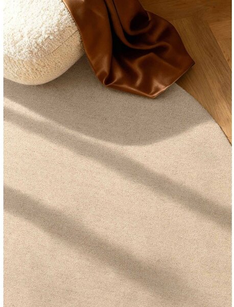 Béžový ručně tkaný vlněný kulatý koberec ø 160 cm Puristic Knots – Elle Decoration
