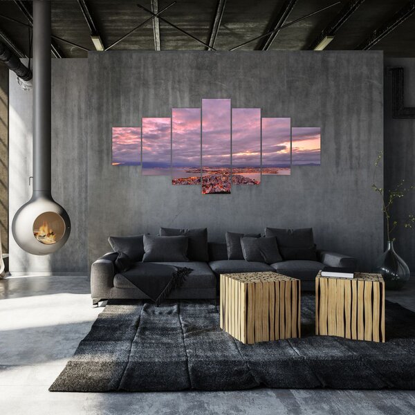 Obraz - Soumrak nad městem (210x100 cm)