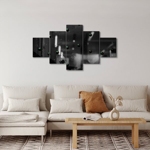Abstraktní obraz - zelené kuličky (125x70 cm)