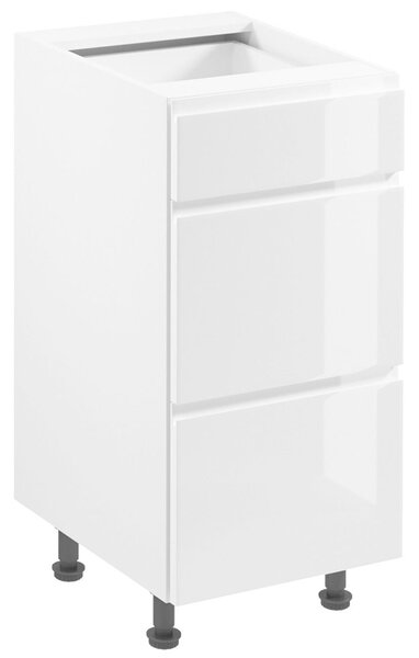 ASPEN b | dolní skříňka D40S3 se zásuvkami METALBOX | 40 cm | SOKL v CENĚ | bílá lesk