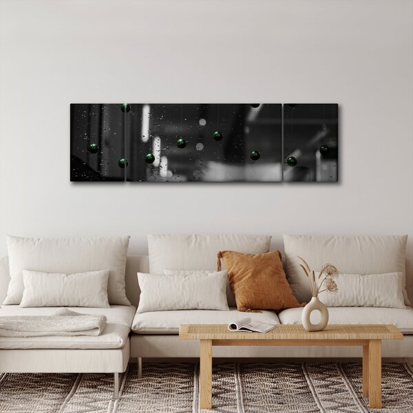 Abstraktní obraz - zelené kuličky (170x50 cm)