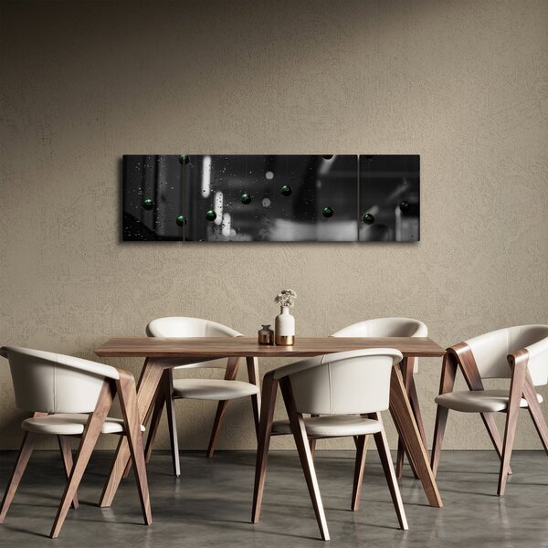 Abstraktní obraz - zelené kuličky (170x50 cm)