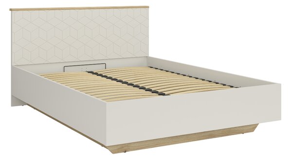 Manželská postel 160 cm BRW Glamour (kašmír + dub mauvella) (s roštem a úl. prostorem)
