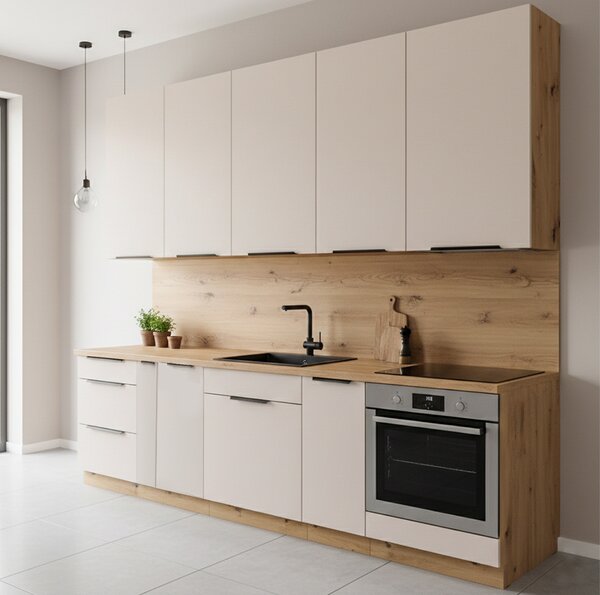 Kuchyňská linka SOLEA | 270 cm | artisan/kašmír | PREMIUM BOX | UNI dvířka | VÝBĚR ÚCHYTŮ