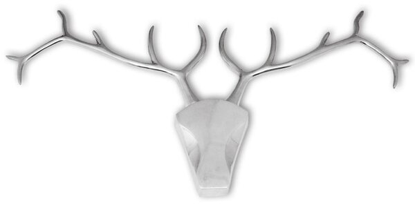 Nástěnná dekorace jelení hlava hliníková stříbrná
