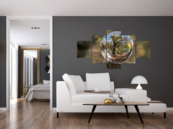 Obraz - Odraz ve skleněné kouli (125x70 cm)