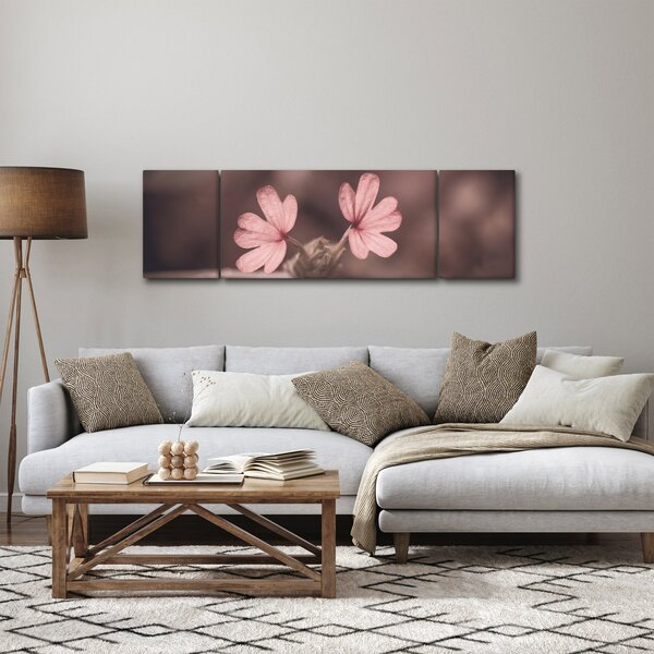 Obraz růžového květu (170x50 cm)
