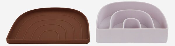 OYOY LIVING Dětský talíř a miska Rainbow Plate & Bowl caramel