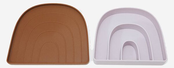 OYOY LIVING Dětský talíř a miska Rainbow Plate & Bowl caramel