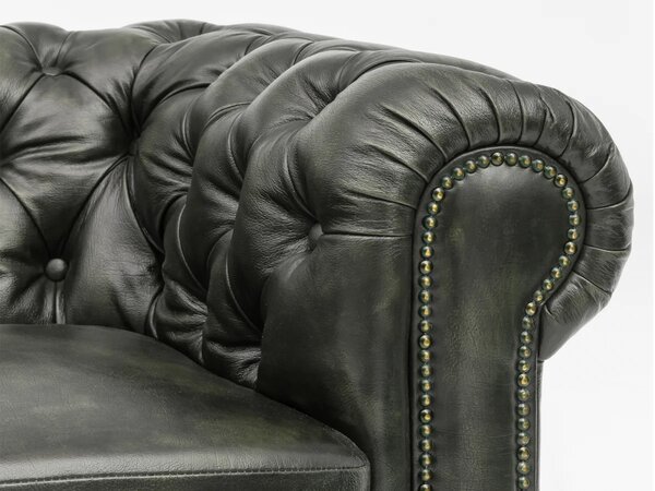 Sob nábytek - Křeslo Chesterfield zelená pravá kůže - F0A00000882W
